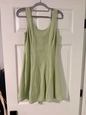 Japna Sage Green Sleeveless Fit-and-Flare Mini Dress